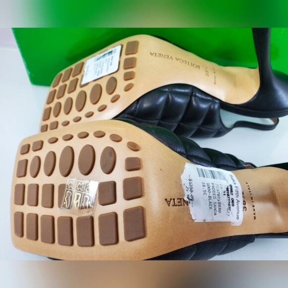 NWT$1,250 Bottega Veneta Black Quilted Padded Slingback Heeled Sandals Sz 8.5 - Picture 13 of 16